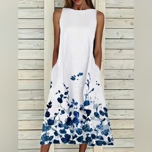 Cruise/Resort Wear Floral Print Dress, Elegant Loose Trapeze Dress